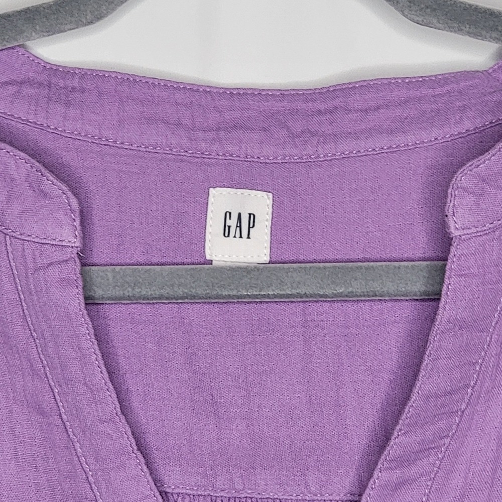 GAP Women's Lavender Ruffle Sleeve V-Neck LightweightGauze Blouse Top Size Large - Picture 3 of 8